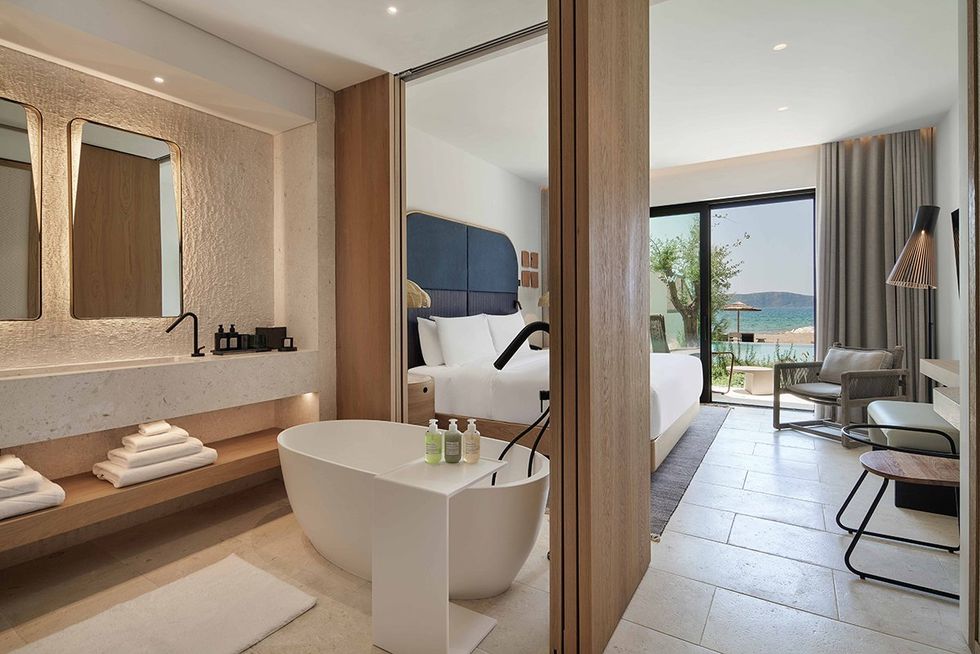 A beachfront suite at W Costa Navarino