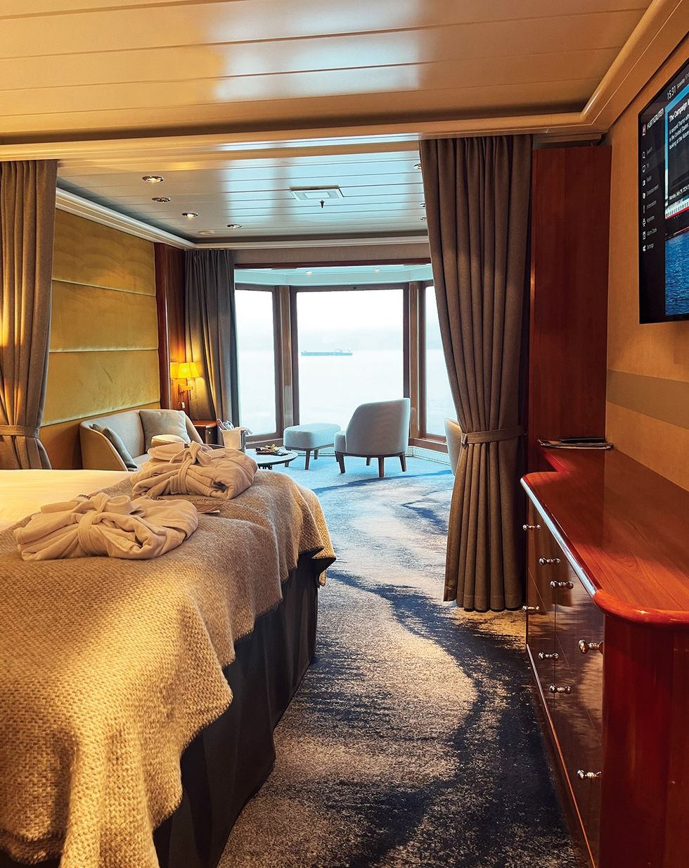 A luxury suite onboard the MS Trollfjord