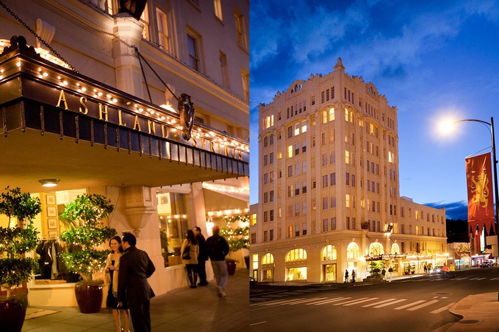 Ashland Springs Hotel outside at night