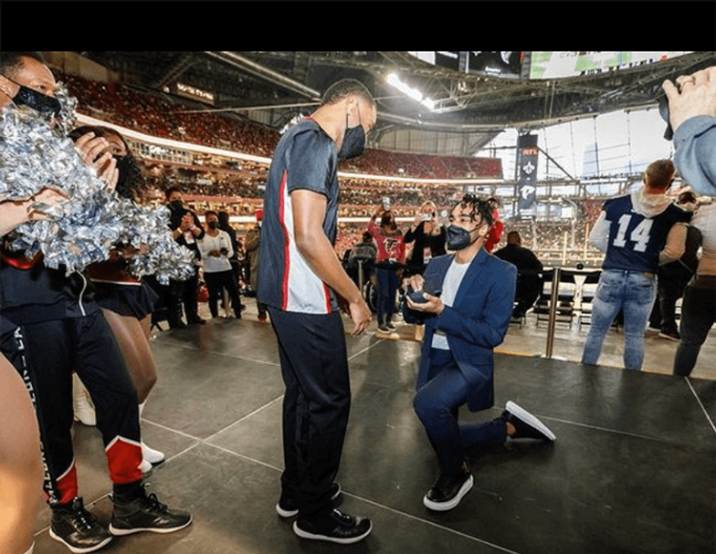 Atlanta Falcons cheerleader gets surprise wedding proposal at