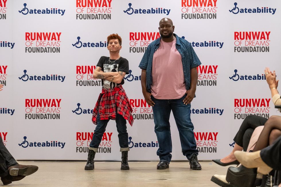 Austin Halls, on the left, presents adaptive design at a previous Runway of Dreams Foundation fashion show.