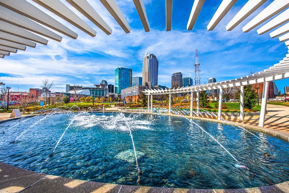 Charlotte, North Carolina. First Ward Park Fountain in Charlotte, North Carolina