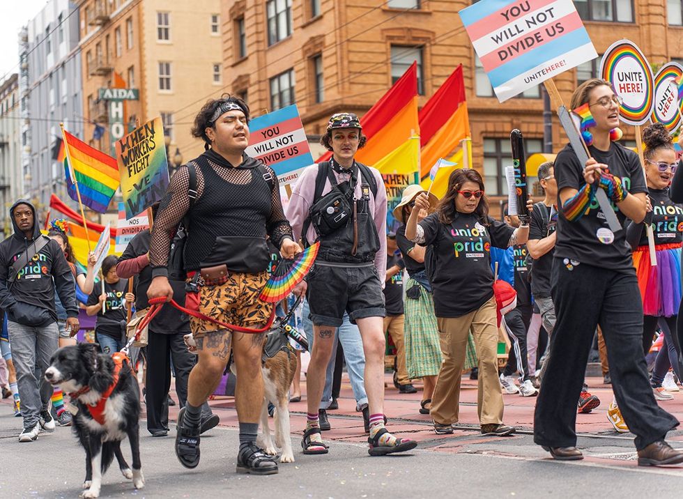 Marchers on Market Street in the SF LGBTQ Pride Parade 2023