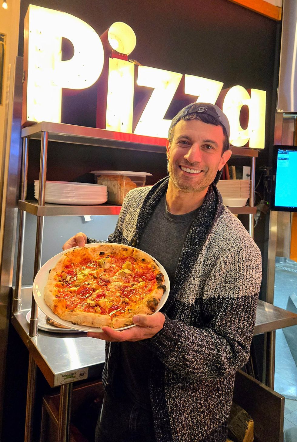 oey Amato and his pizza at American 35 in Walla Walla, Washington