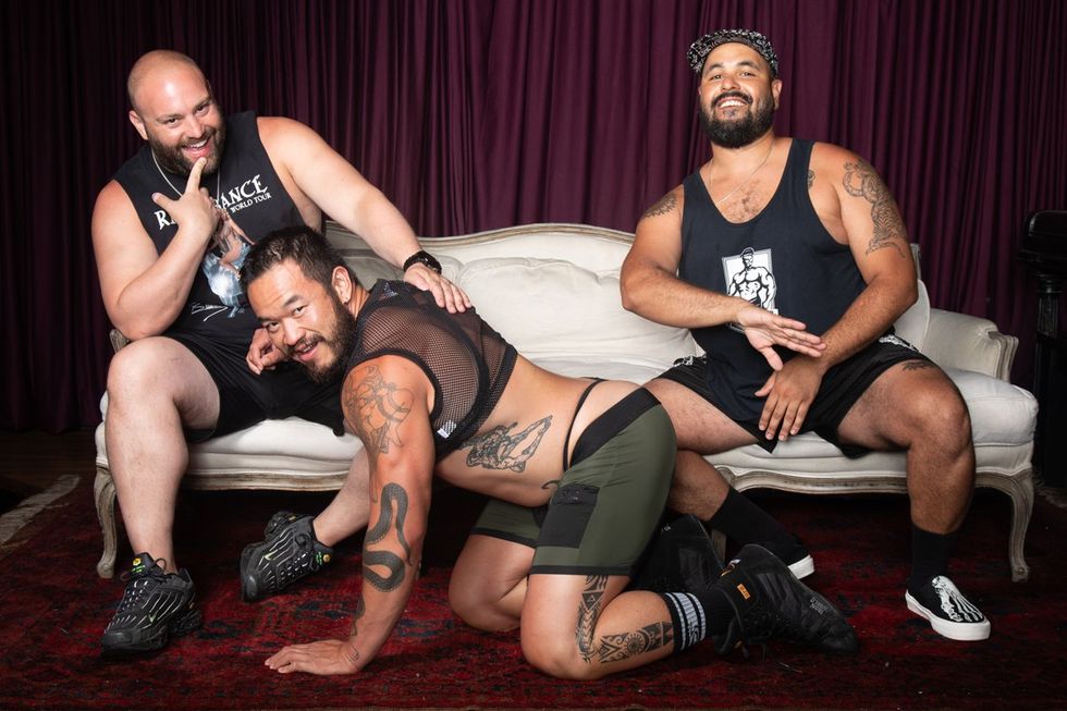 photo gallery Ron Amato queer couch portrait studio at Wilde Play House PTown Bear Week 2024 LGBTQ celebration