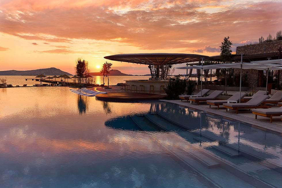 Sunset from the WET Deck at W Costa Navarino