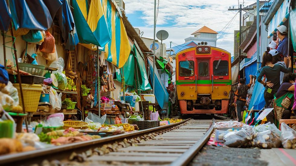 The famed Maeklong Railway Market outside Bangkok, Thailand