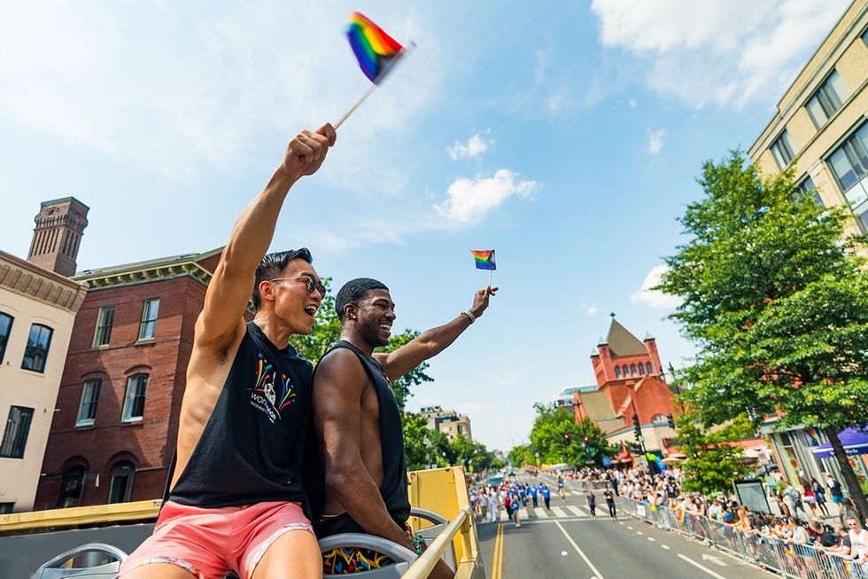 Washington, D.C. Gears Up for WorldPride 2025 - Author Barry Hoy and singer boyfriend Teraj at Capital Pride 2023