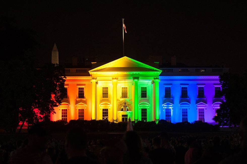 Washington, D.C. \u2013 USA. The White House celebrates the U.S. Supreme Court\u2019s decision in Obergefell v. Hodges legalizing marriage equality on June 26, 2015